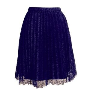 ELLE Womens Black Lace Pleated Skirt Size Medium